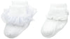 Jefferies Socks Baby-Girls Ruffle And Ripple Edge Turn Cuff 2 Pair Pack, White/White, Infant