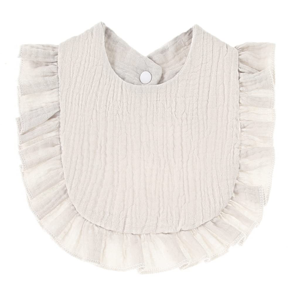 4 Pack Solid Muslin Baby Drool Bibs Set For Unisex Boys Girls Cotton Adjustable Teething Feeding Drooling Bibs (White Set)