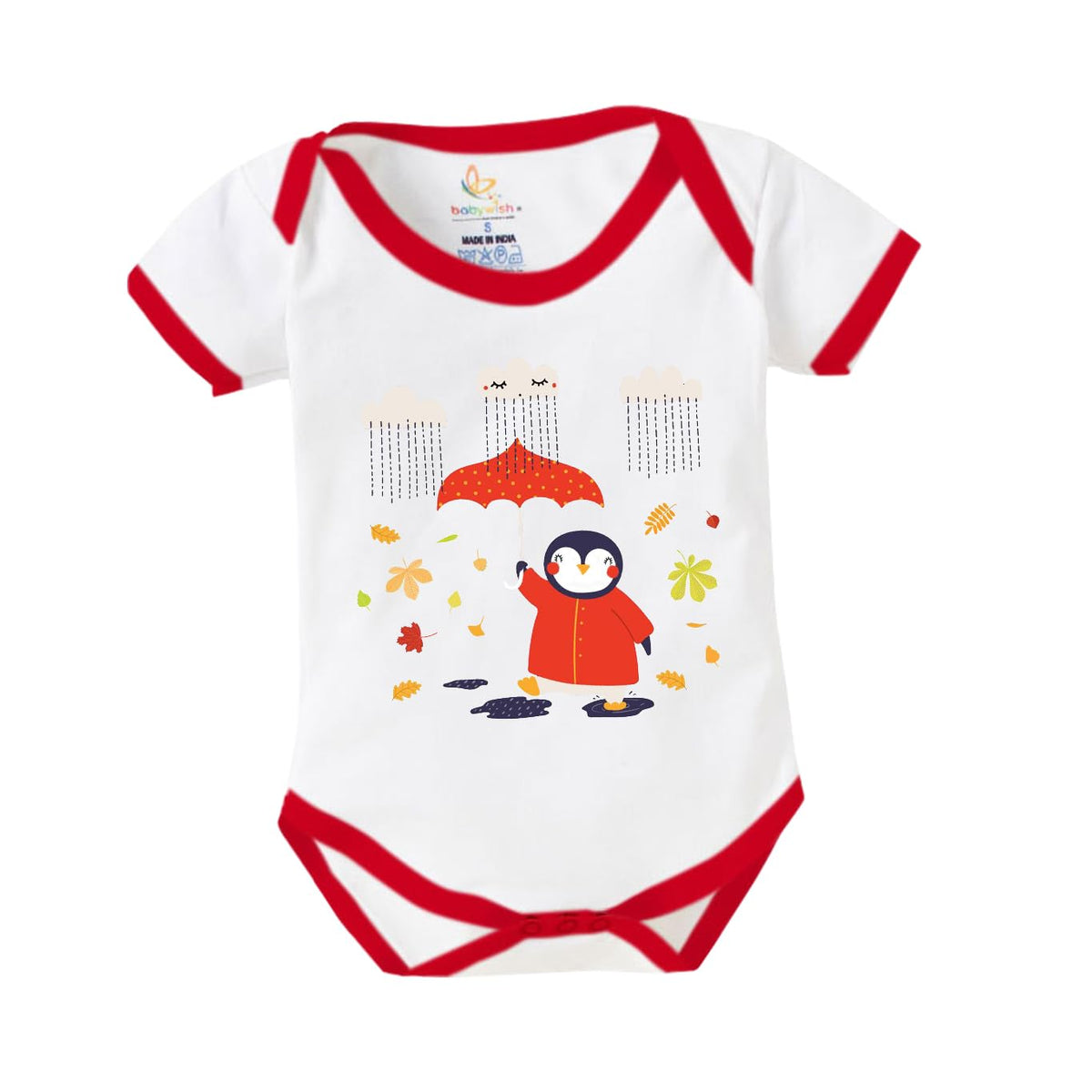 Baby Wish Baby Clothes For Monsoon Bodysuits Newborn Romper Half Sleeve Unisex Rainfall Romper Penguin Print On Monsoons
