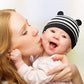 6 Pieces Newborn Baby Hat Bear Ears Infant Caps Baby Boy Girl Toddler Hats Infant Beanie Caps For 0-3 Months (Black White, Black