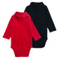 Defahn Baby Turtleneck Bodysuit Long Sleeve Boy Girl Solid Cotton Jumpsuit Outfit 0-24 Months, 2 Pack(0-3 Months, Black/Red)