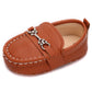 Lonsoen Infant Shoes Boys Loafers Baby Girls Crib Moccasins Classic Synthetic Leather Wedding Dress Shoes,Bay209 Brown 0-6 Month