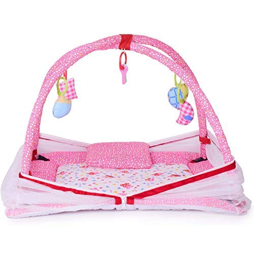 Dearjoy Play Gym With Mosquito Net (Pink Bunny Print)