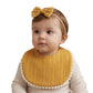 Polka Tots Cotton Embroidery Bow Headband With Reversible Boho Bib Set  Yellow