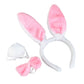 Binaryabc Bunny Rabbit Costume Set,Ears Headband Bow Ties Tail Set,Halloween Costume Assesories(White& Pink)