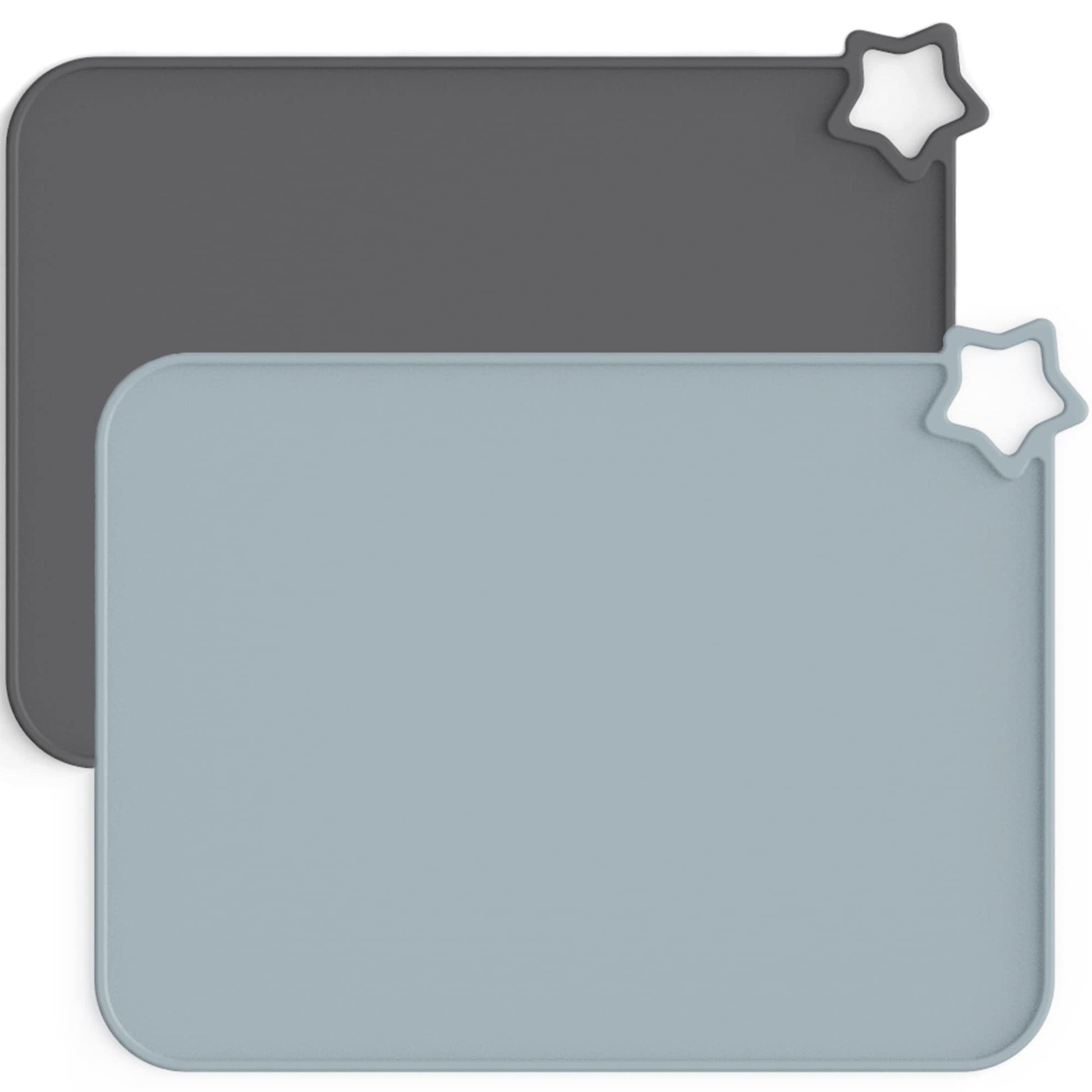 Moonkie Silicone Placemats For Baby & Kid, Stain Resistant Non-Slip Toddler Food Mats Eating Table Mat With 2 Packs (Dark Grey/L