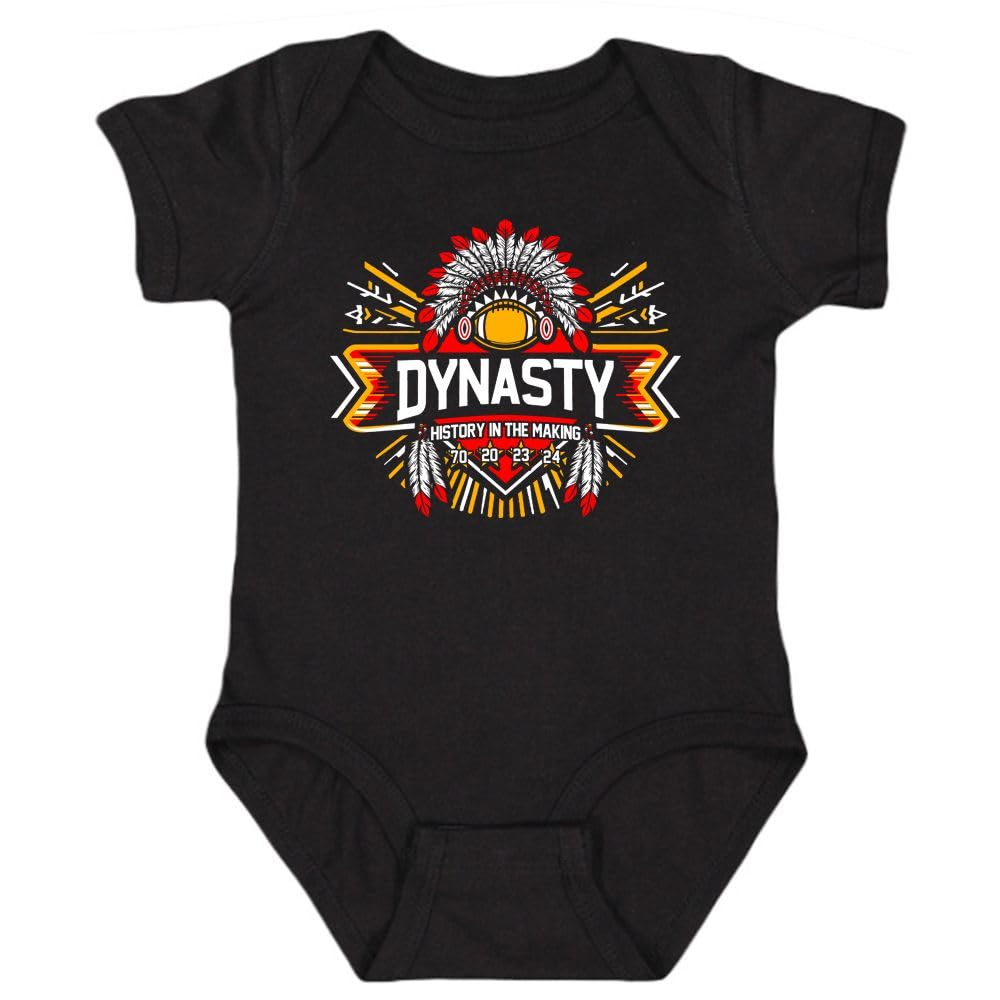 Kansas City Dynasty - History In The Making Kid 'S Onesie For Football Fans (Black Onesie, 6M)