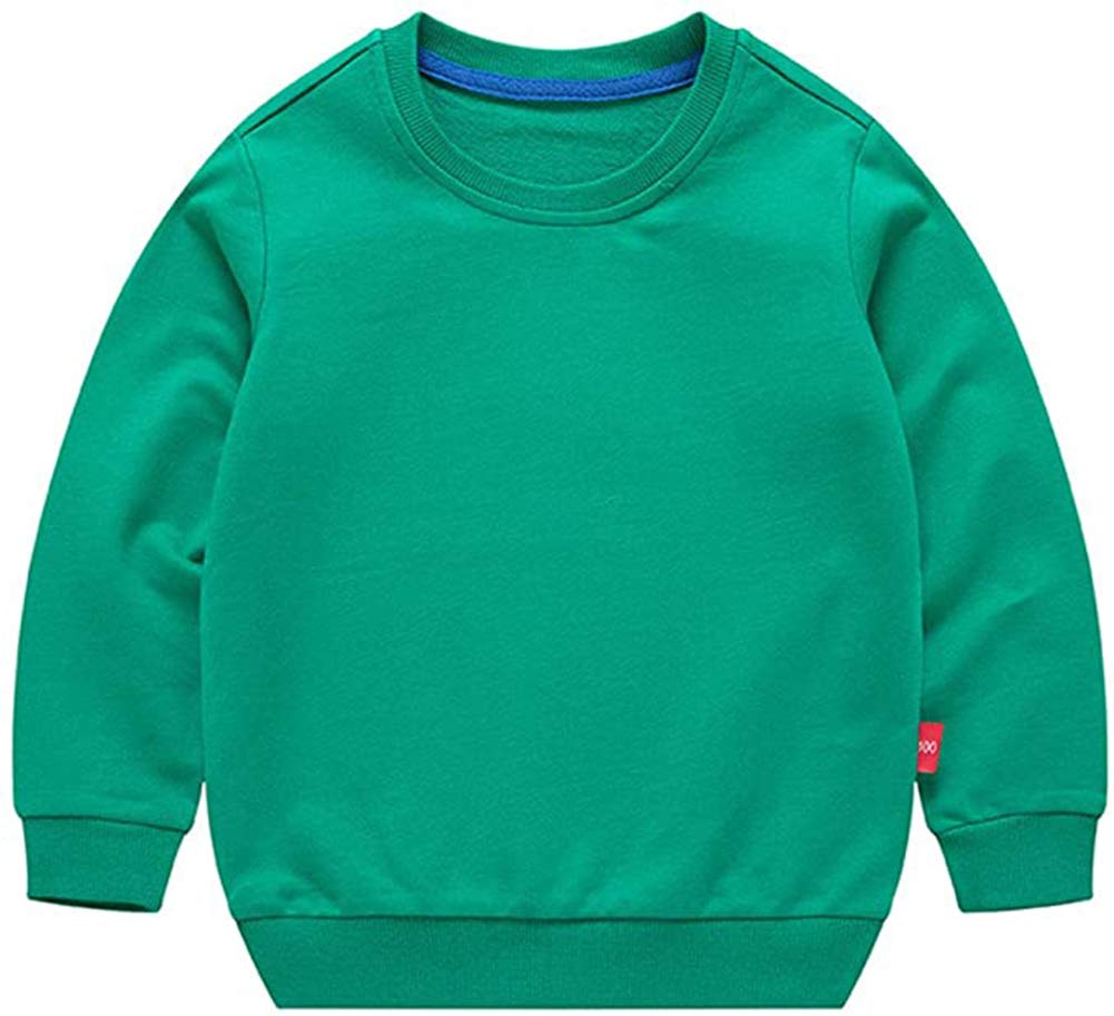 Haxico Unisex Kids Solid Cotton Pullover Sweatshirt T-Shirt Toddler Baby Boys Girls Crewneck Long Sleeve T-Shirt Tops Blouse Gre