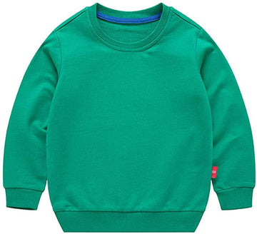 Haxico Unisex Kids Solid Cotton Thin Pullover Sweatshirt T-Shirt Toddler Baby Crewneck Long Sleeve Tshirts Tops Blouse Green, 4T