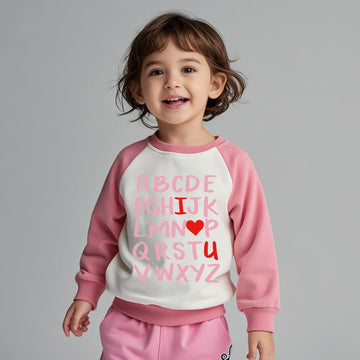Aqylxlhh Kids Valentines Day Sweatshirt Toddler Girl 6T Abc I Love U Heart Graphic Shirt Little Boys Long Sleeve Outfit Tops Pin