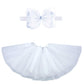 Bgfks 5 Layered Toddlers Tulle Tutu Skirt For Girls With Headband For Baby Girl 0 To 36 Months (White, L,24-36 Months)