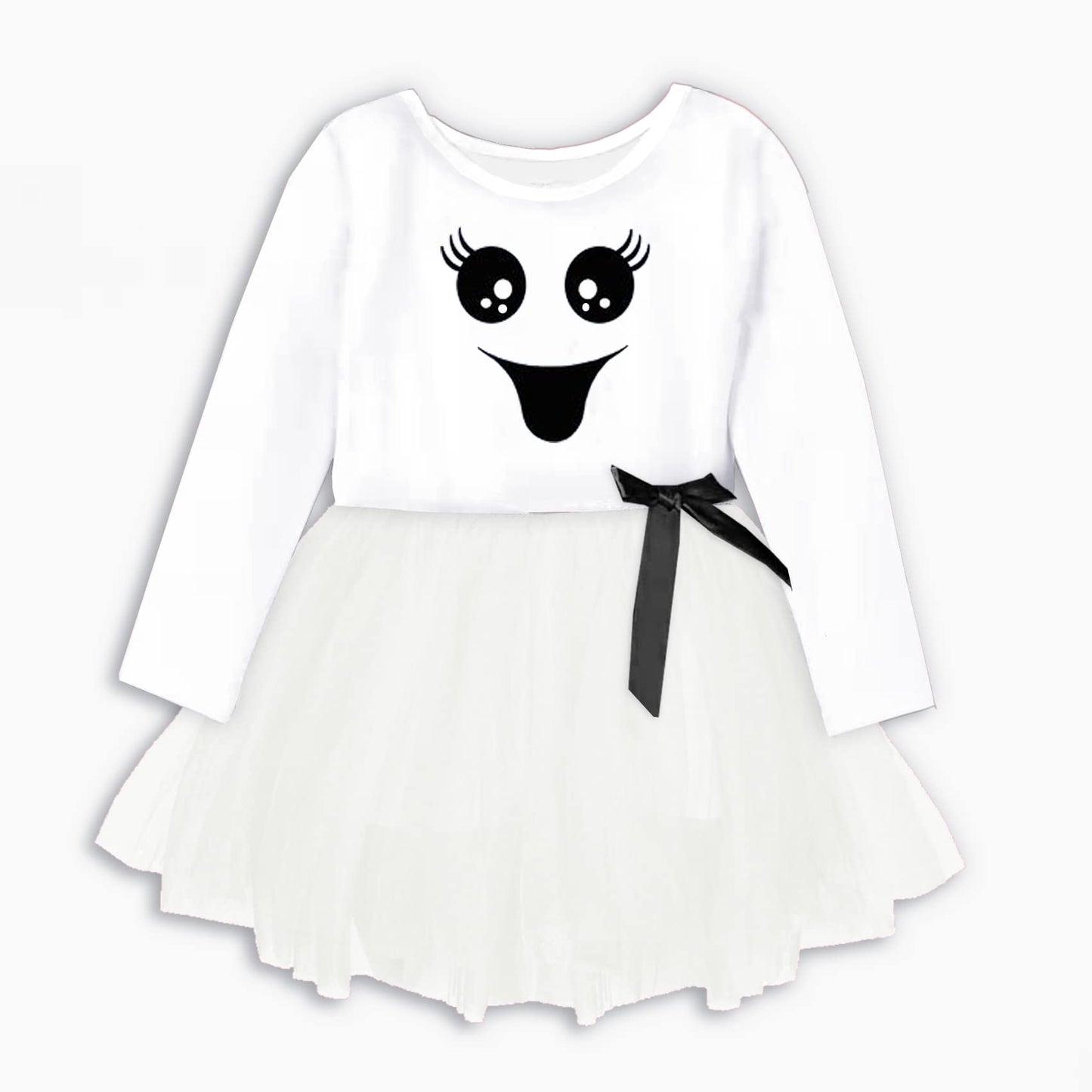 Remimi Toddler Halloween Dresses Ghost Dress White Tutu Dress Cute Long Sleeve Birthday Outfit 1-2T