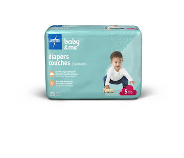 Medline Disposable Baby Diapers, Size 5 (27+ Lbs), Case Of 200