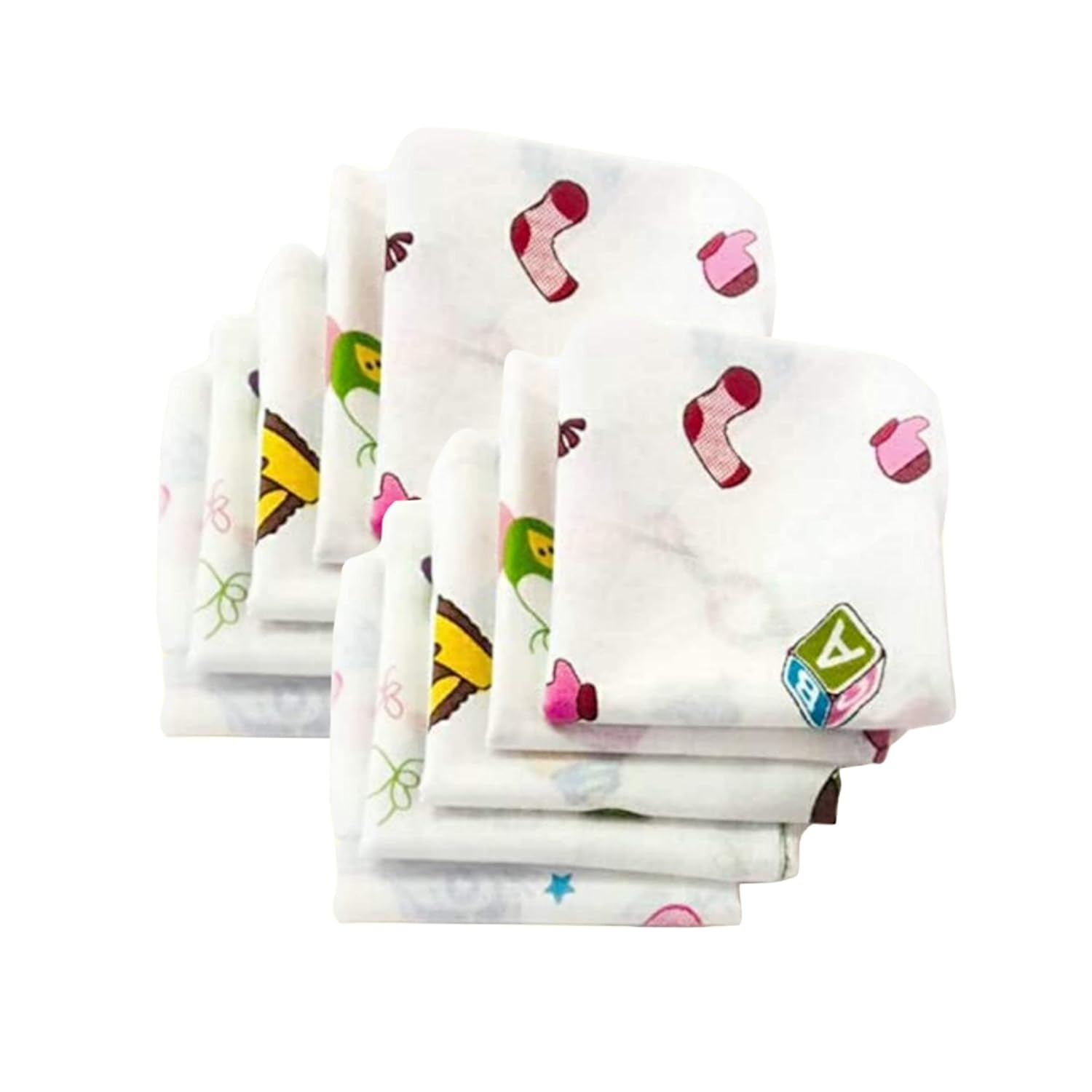 Trance Home Linen Super Soft 100% Cotton Thin Malmal Face Towels | Reusable Hygiene Wash Cloth | Napkin For New Babies | School 