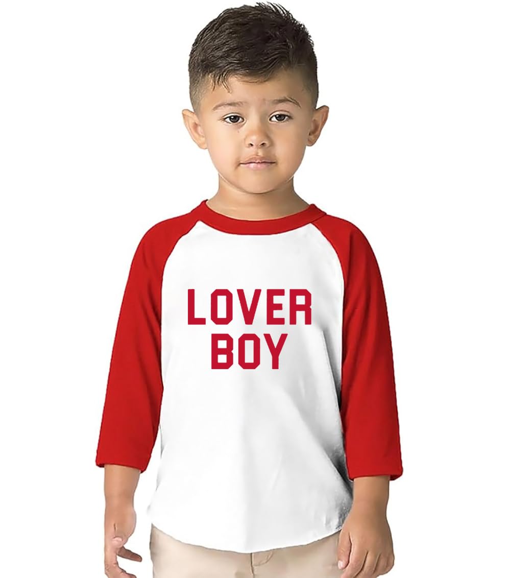 Toddler Boys Valentine'S Day Shirt Mr Valentines Sunglasses Graphic Cotton Outfit Casual 3/4 Raglan Sleeve Tee Tops (3-4T, Red2)