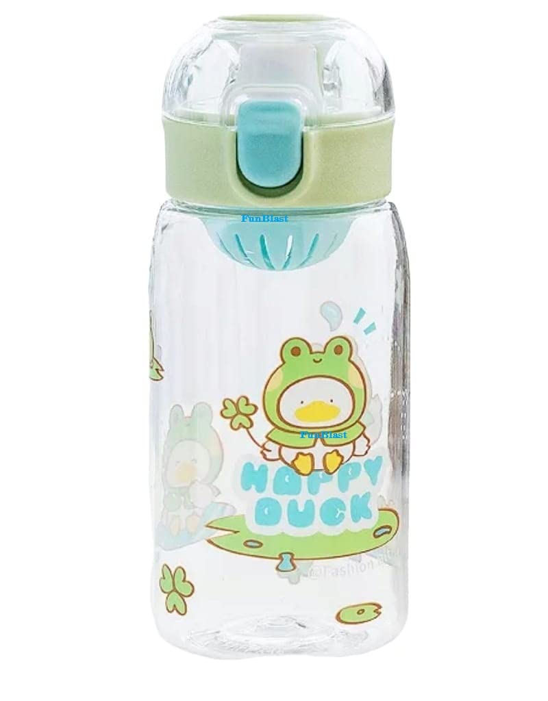 Funblast Kids Water Bottle - Cartoon Design, 450 Ml, Green, School, Sports, Bpa Free, Leak Proof, Anti-Fall