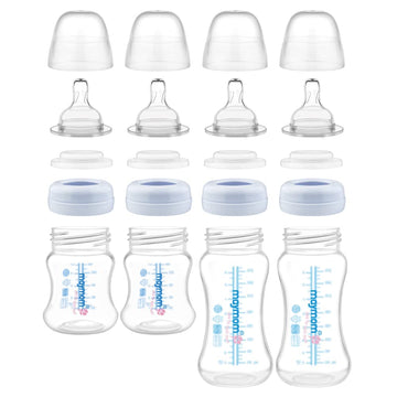 Maymom Wide-Mouth Milk Storage Collection N Feeding Bottle With Nipple, Dome Cap, Bottle Top, Sureseal Disk; Compatible With Spe