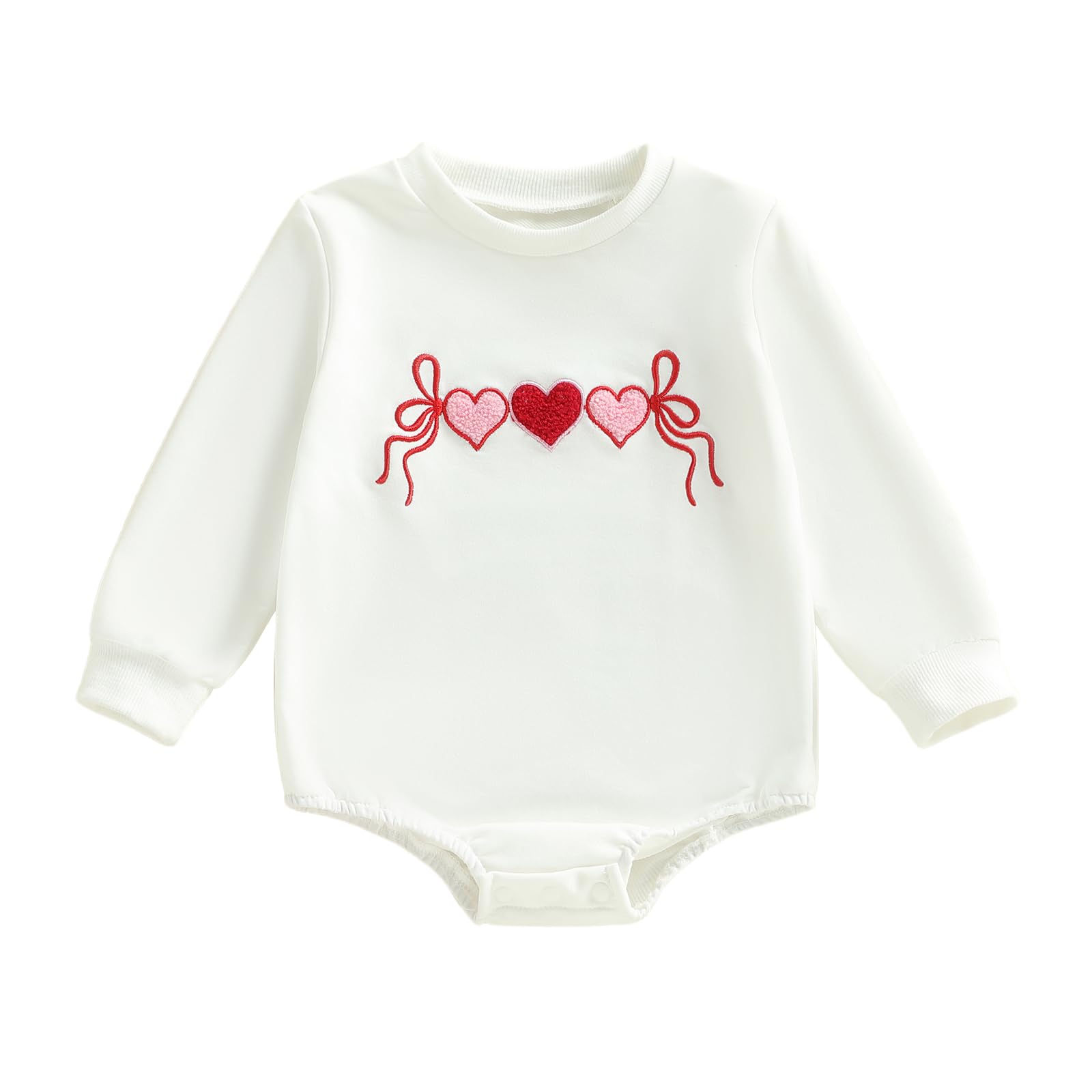 YINGISFITM Newborn Baby Girl Clothes Love Heart Long Sleeve Bubble Romper Sweatshirt Onesie Infant Valentines Spring Outfits (Lo