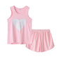 MyFav Big Kids Girls Sleeveless Sleepwears Hearts Shape Striped Pajama Nightgown Pink