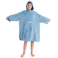 Hiturbo Kids Towel Changing Robe: Soft Plush Wearable Blanket - Warm Coral Fleece Hoodie - Swim Surf Poncho For 5-12 Years (Blue