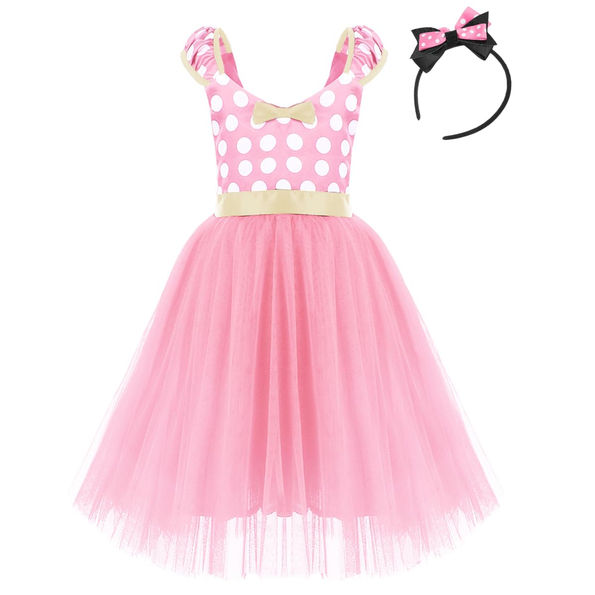 Ibtom Castle Toddler Little Girl Tutu Skirt Bows Ear Headband Polka Dot First Birthday Halloween Costume Princess Outfits X# Pin