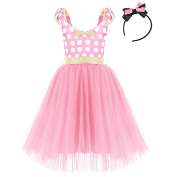 Ibtom Castle Toddler Little Girl Tutu Skirt Bows Ear Headband Polka Dot First Birthday Halloween Costume Princess Outfits X# Pin