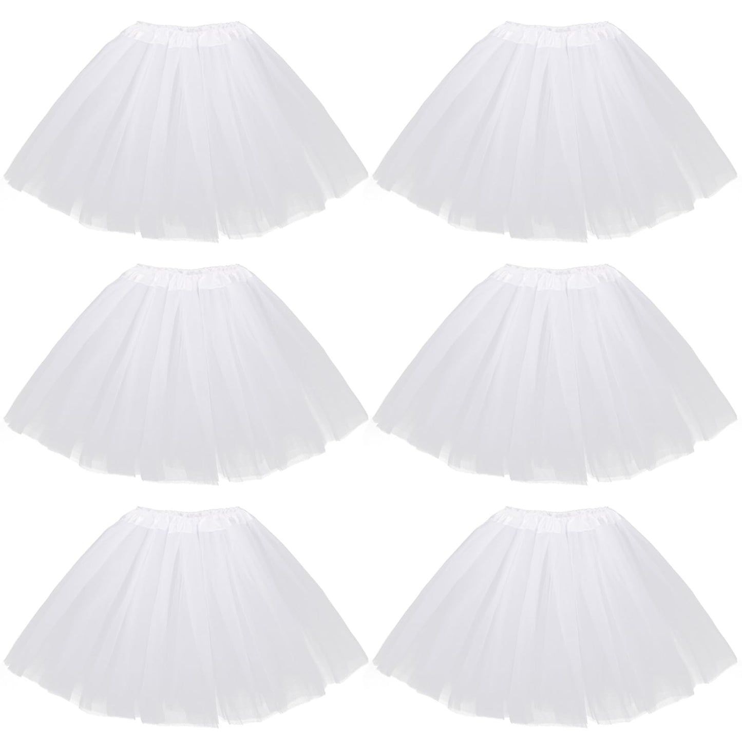 Kilofly 6Pc White Girls Ballet Tutu Kids Birthday Princess Party Favor Skirt Set