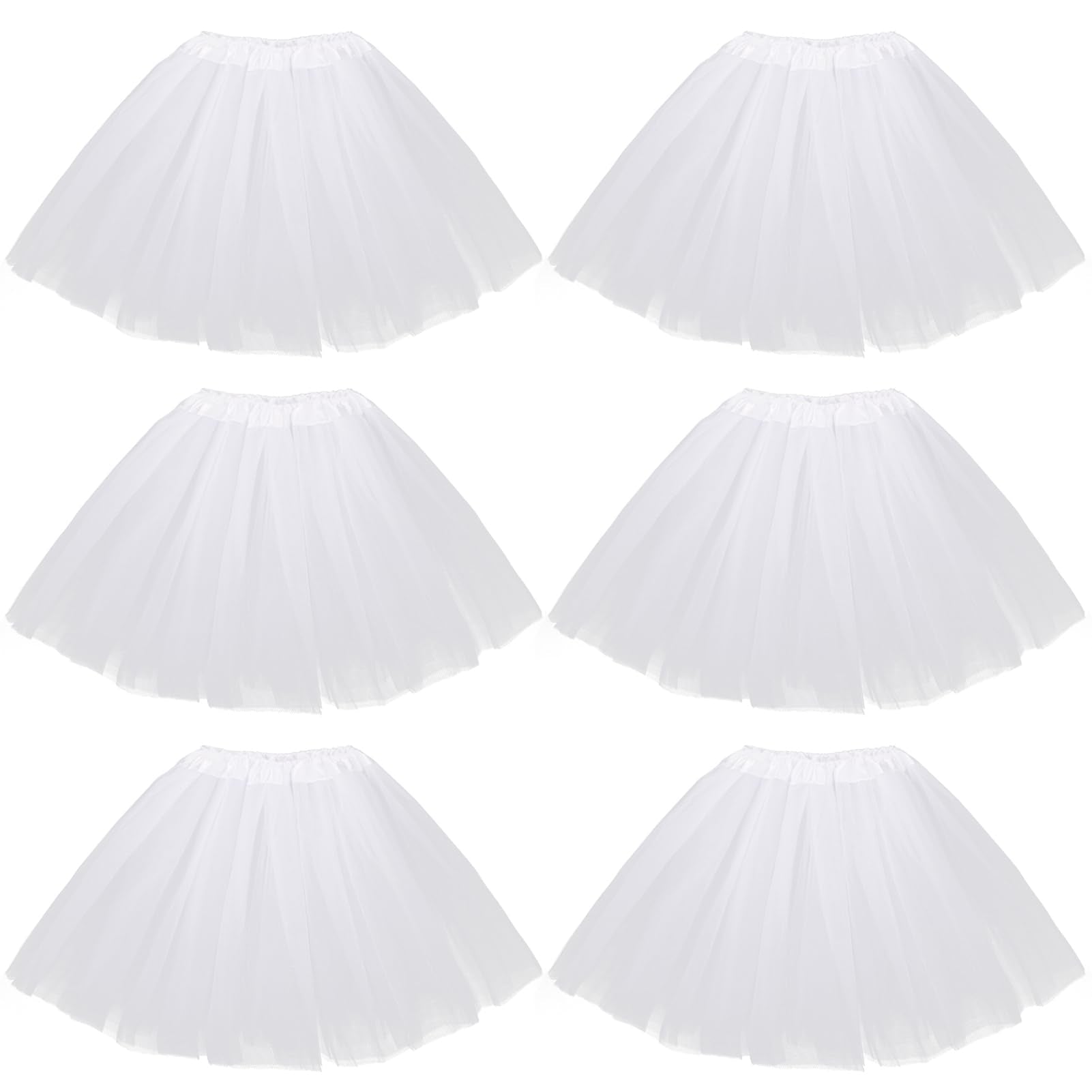 Kilofly 6Pc White Girls Ballet Tutu Kids Birthday Princess Party Favor Skirt Set