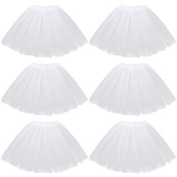 Kilofly 6Pc White Girls Ballet Tutu Kids Birthday Princess Party Favor Skirt Set