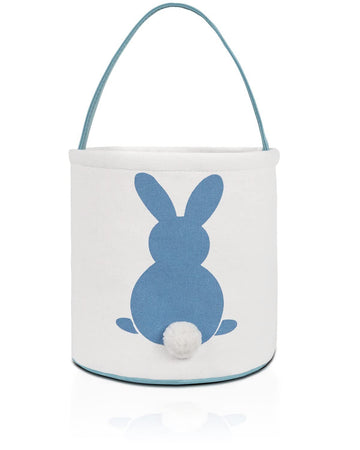 MONOBLANKS Easter Bunny Basket Bags, Rabbit Bucket Tote for Easter Egg Hunts Decorations Candy Gifts Storage (Blue)