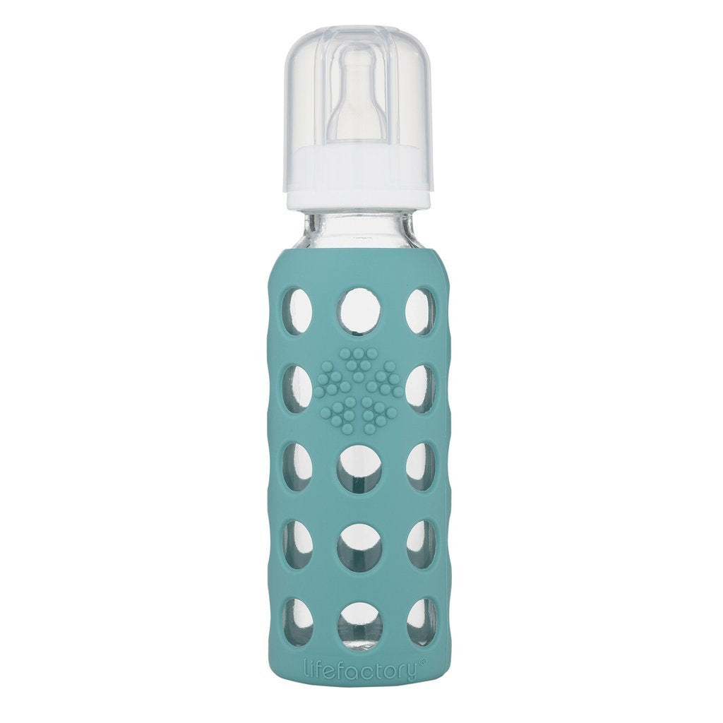 Lifefactory 9Oz Glass Baby Bottle 2Pk Bundle With 2 Stage 3 Nipples (Kale/Kale)