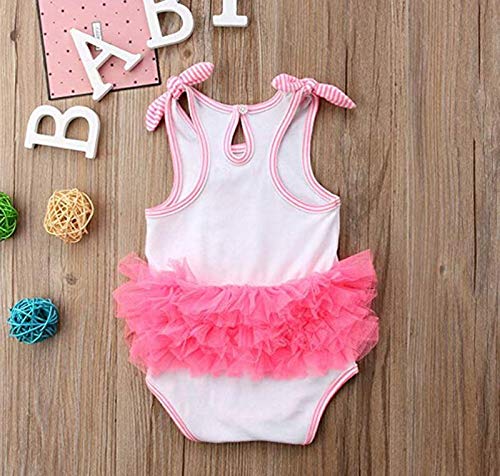 Farrubbyine8 Newborn Baby Girls Flamingo Romper Adjustable Shoulder Strap Bodysuit Outfit Clothes (12-18 Months, A)