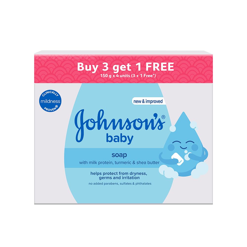 JohnsonS Baby Soap For Bath Combo Offer Pack, 150G (Buy 3 Get 1 Free)