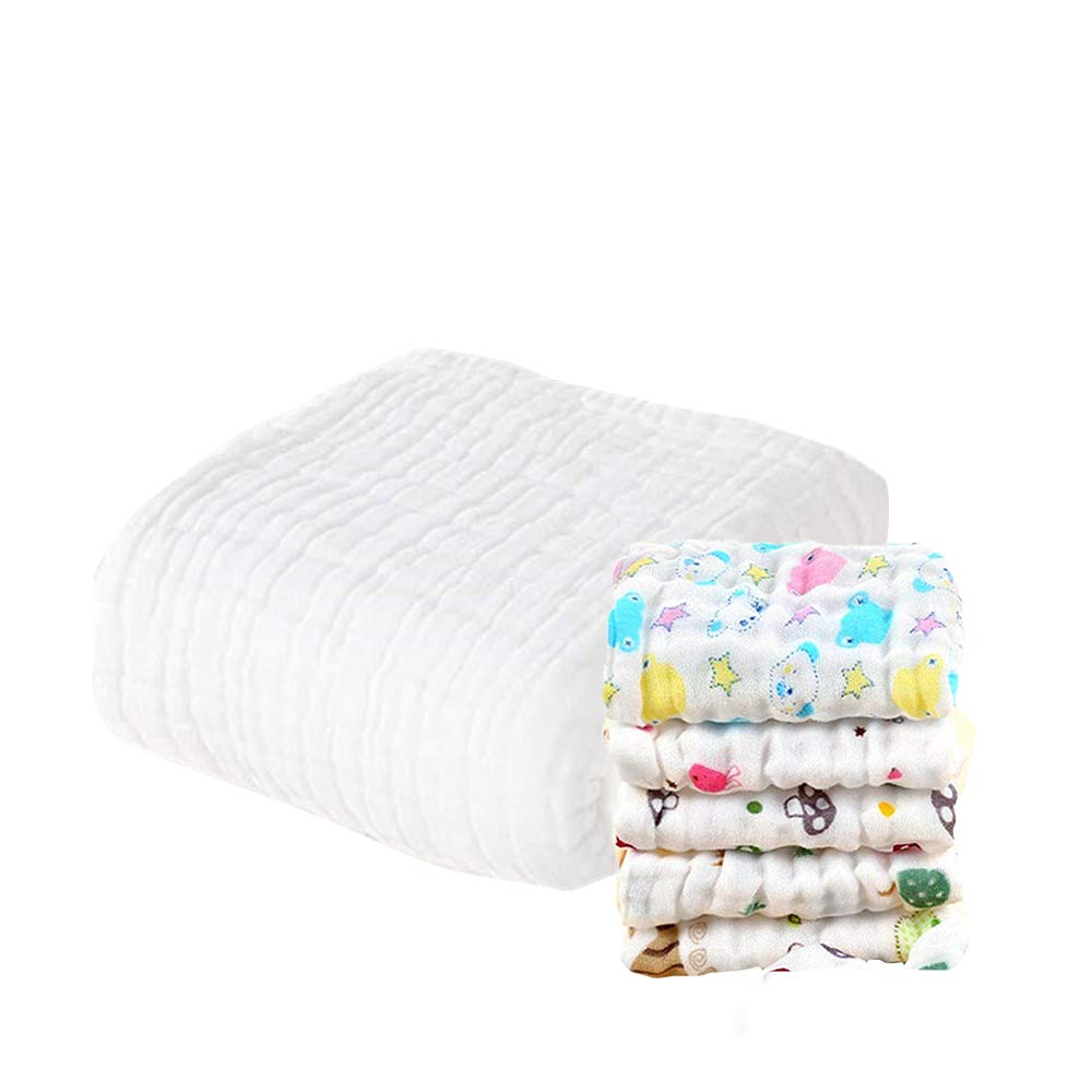 MomS Home Baby Super Soft Absorbent Muslin 6 Layer Wash Towel 100X100 Cm  (03 Years) White & 5 Muslin Wipes