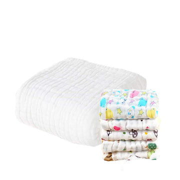 MomS Home Baby Super Soft Absorbent Muslin 6 Layer Wash Towel 100X100 Cm  (03 Years) White & 5 Muslin Wipes