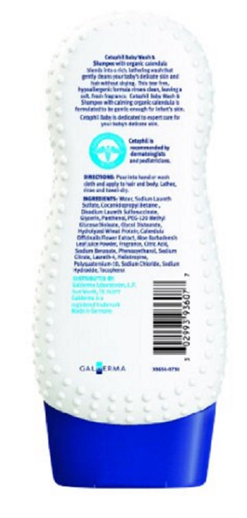 Cetaphil Baby Wash And Shampoo With Organic Calendula, 7.8 Ounce Per Bottle (2 Bottles)