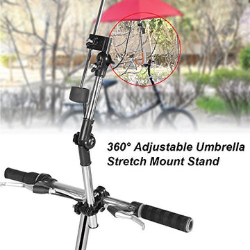 Umbrella Holder For Stroller, 360 Adjustable Bike Umbrella Stretch Mount Stand Holder Baby Stroller Pram Bicycle Chair(Black)