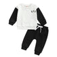 Baby Boys Clothes 3 6 9 12 18 24M 3T Pants Set Hooded Patchwork Hoodie Striped Sweatpants Fall Winter Outfit(White-Bro, 18-24 Mo