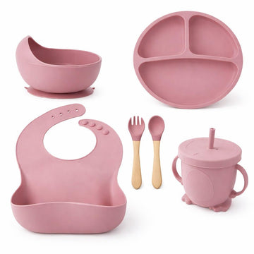 Crega 6 Piece Silicone Baby Feeding Set (Pink)