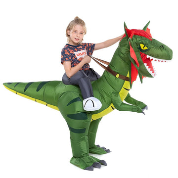 Hsctek Inflatable Dinosaur Costume Kids Boys Girls, Inflatable Blow Up Riding Dilophosaurus Costume Child, Ride On Halloween Cos
