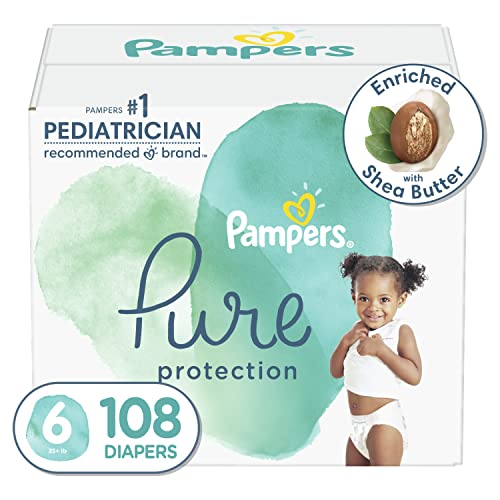 Diapers Size 6, 108 Count - Pampers Pure Protection Disposable Baby Diapers, Hypoallergenic And Unscented Protection (Packaging