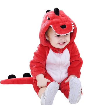 Qiaoniuniu Halloween Baby Red Dinosaur Costumes Toddler Outfit Infants Cosplay Romper 18-24 Months