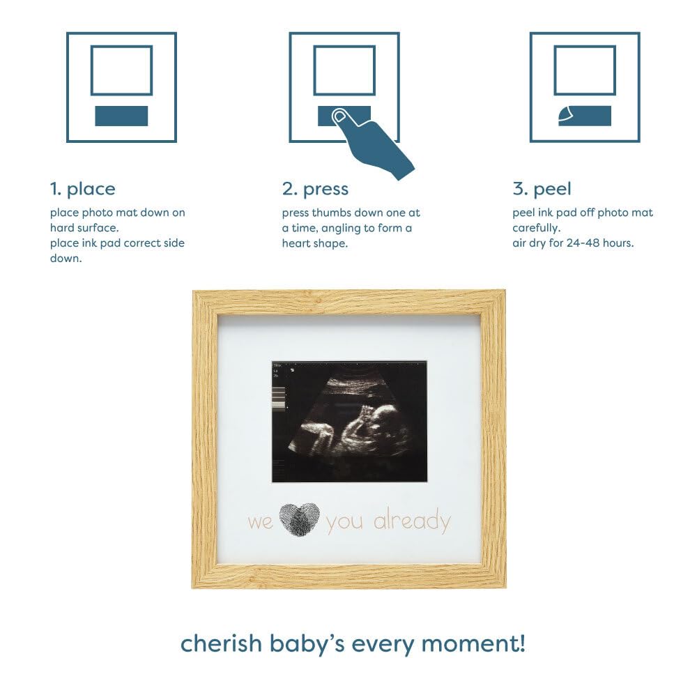Reece Studio Thumbprint Sonogram Picture Frame, Gender Neutral Baby Keepsake Frame, Family Keepsake, With Included Ink Pad For M