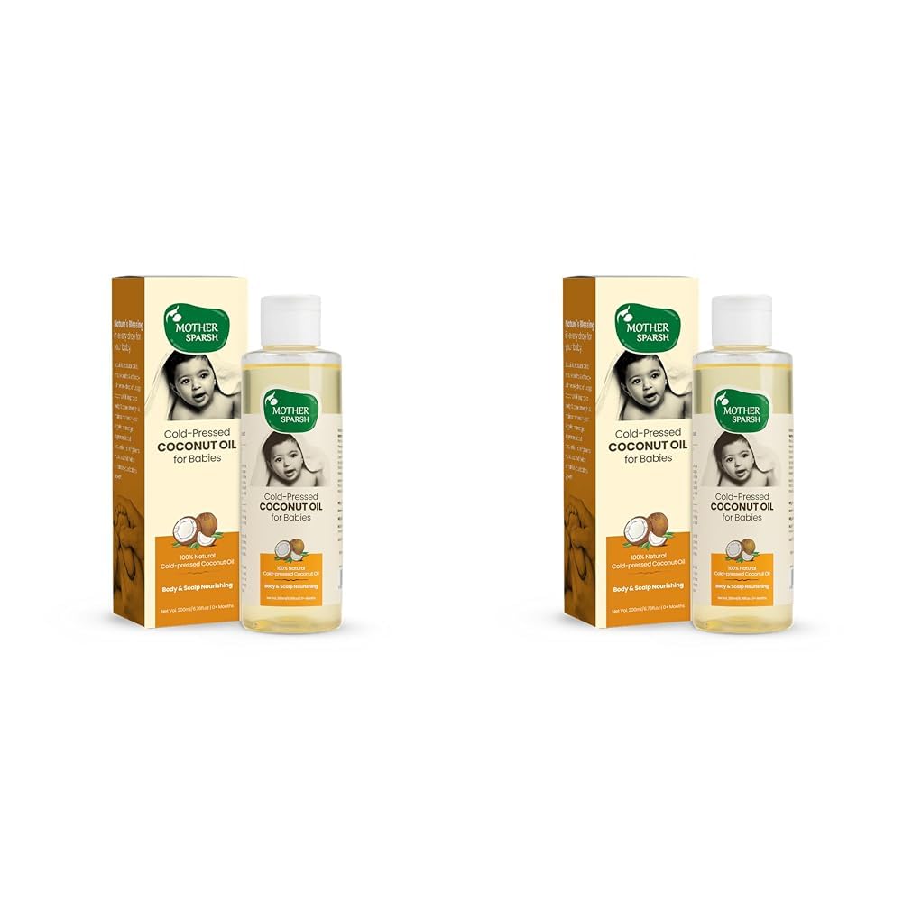 Mother Sparsh Cold Pressed Coconut Oil For Baby Massage, Skin & Hair Care | 100% Natural Baby Oil For New Born | 200Ml (Pack Of 