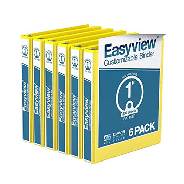 Easyview Premium 1-Inch Binders With Clear-View Covers, 3-Ring Binders For School, Office, Or Home, Colored Binder Notebooks, Pa
