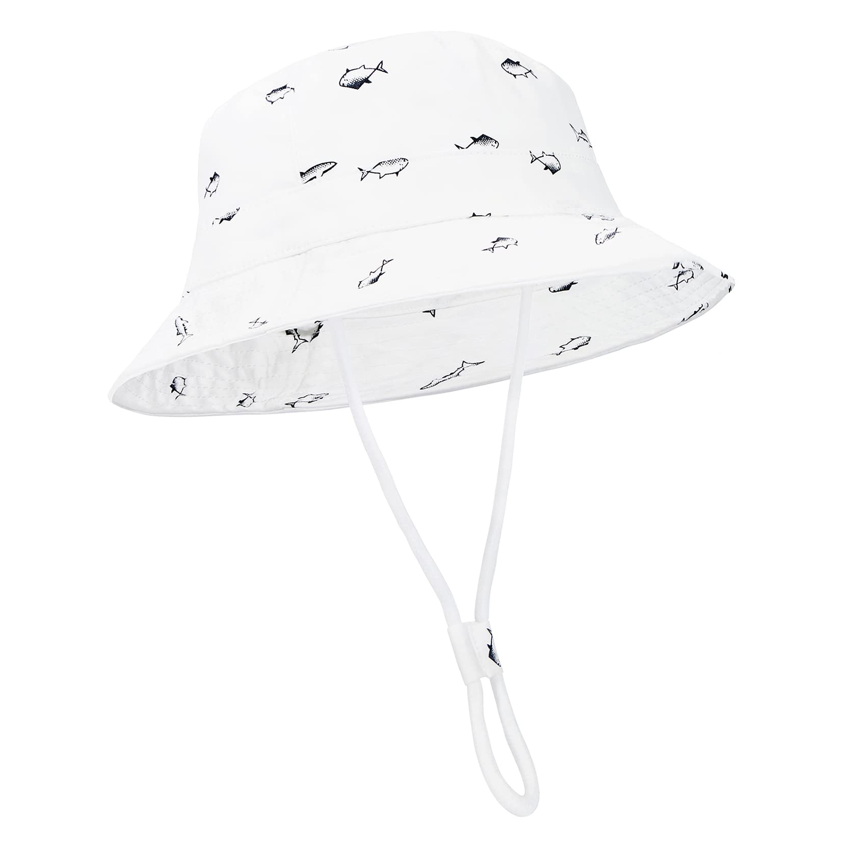Durio Baby Girl Sun Hat Sun Protection Hats Wide Brim , Summer Hat Beach Hat Toddler Hats For Girls Boys C White Fish 6-12 Month
