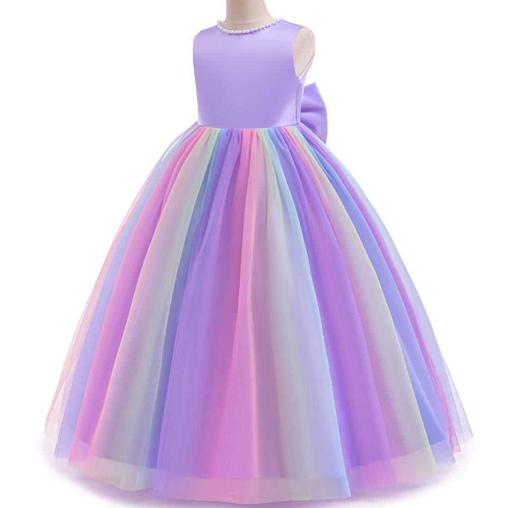 Jup'Elle Baby Girls Dresses With Pearls & Rainbow Color Tulle - Party Wedding Pageant Eastern Flower Girl 2 Years Birthday Dress