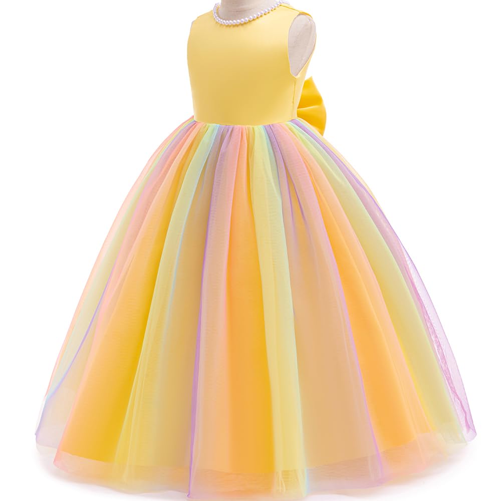 Jup'Elle Baby Girls Dresses With Pearls & Rainbow Color Tulle - Party Wedding Pageant Eastern Flower Girl Dress 6 Months