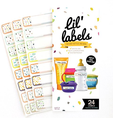 Bottle Labels, Write-On, Waterproof Labels, Self-Laminating For Baby Bottles For Daycare, Dishwasher-Safe (Variety Set Of 3)