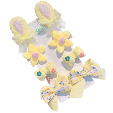 Baby Girl Flower Bow Hair Clip Easter Bunny Ear Hair Clip Hair Accessories 8 Pack TSFJ32 (Yellow)